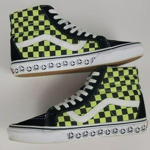 neon green checkered vans